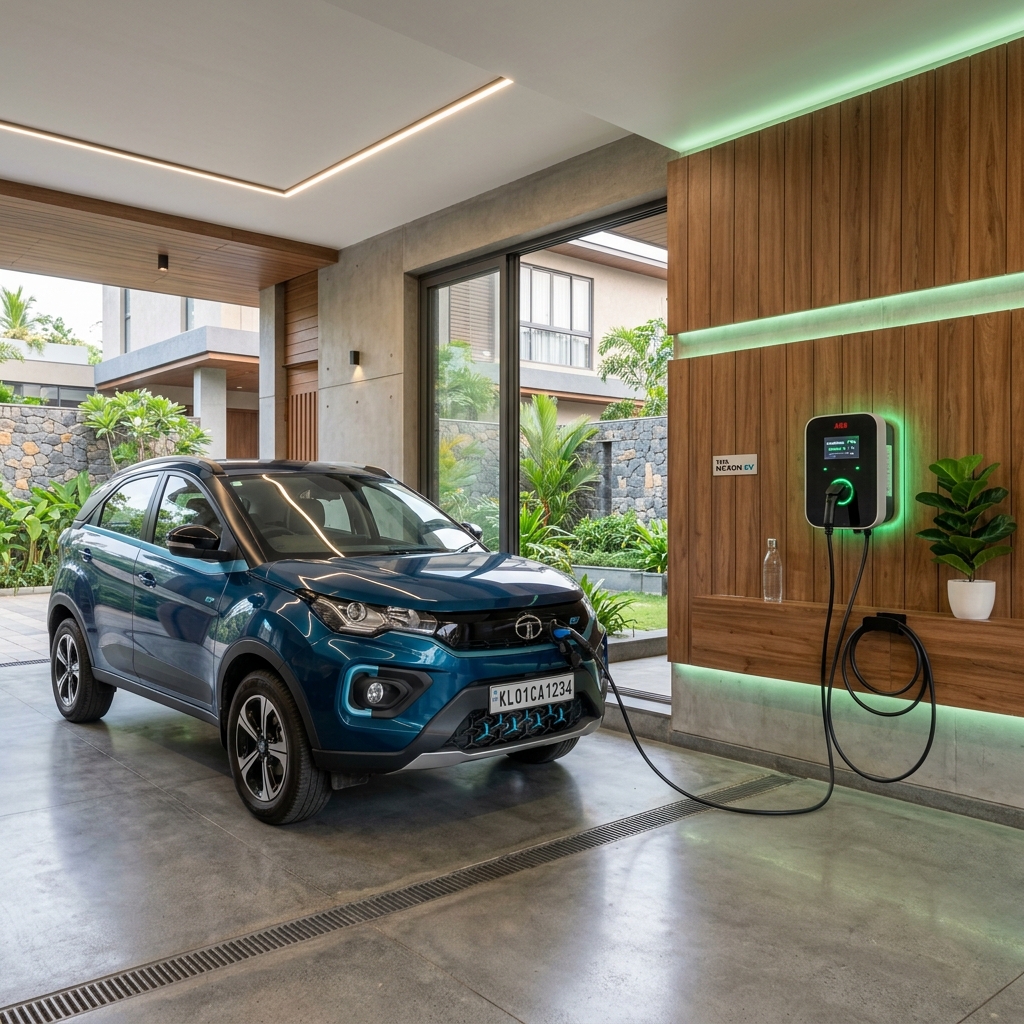 Indian Home Garage EV Charging Setup